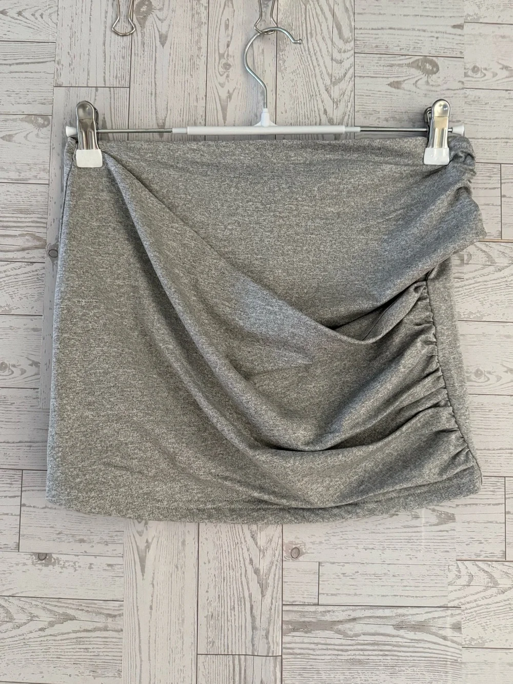 Peppermayo Gray Ruched Draped Amia Mini Skirt NWT